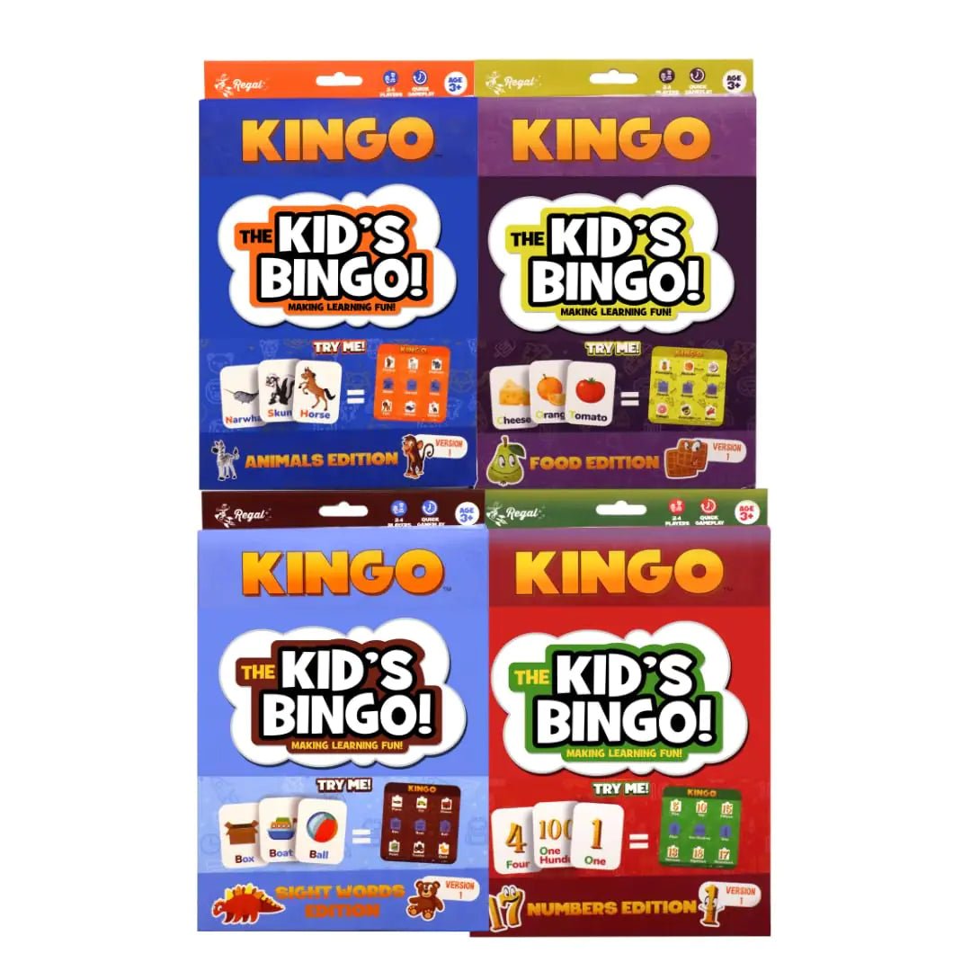 Regal Games 4 - in - 1 Kingo Kids Bingo Set (Preschool/K) - Whimsical Shoppe
