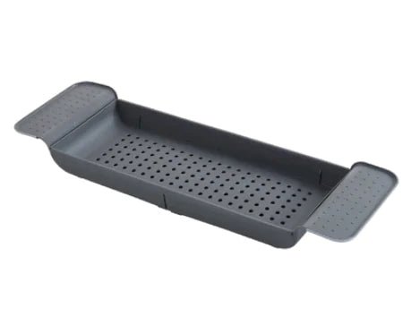 Retractable Bathtub Shelf – Japanese - Style Bathroom Storage Tray, Punch - Free Install (White Ash/Black Ash) - Whimsical Shoppe