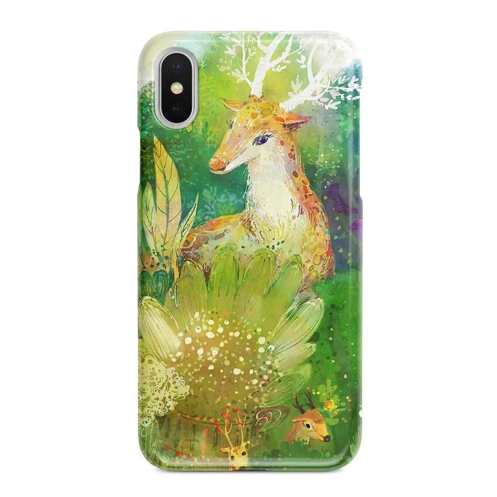 Sika Deer Creative Phone Case – Slim Protective Cover with Scale Texture (Panda/Zebra/Deer/Dog Designs) - Whimsical Shoppe