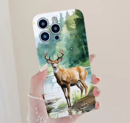 Sika Deer Creative Phone Case – Slim Protective Cover with Scale Texture (Panda/Zebra/Deer/Dog Designs) - Whimsical Shoppe