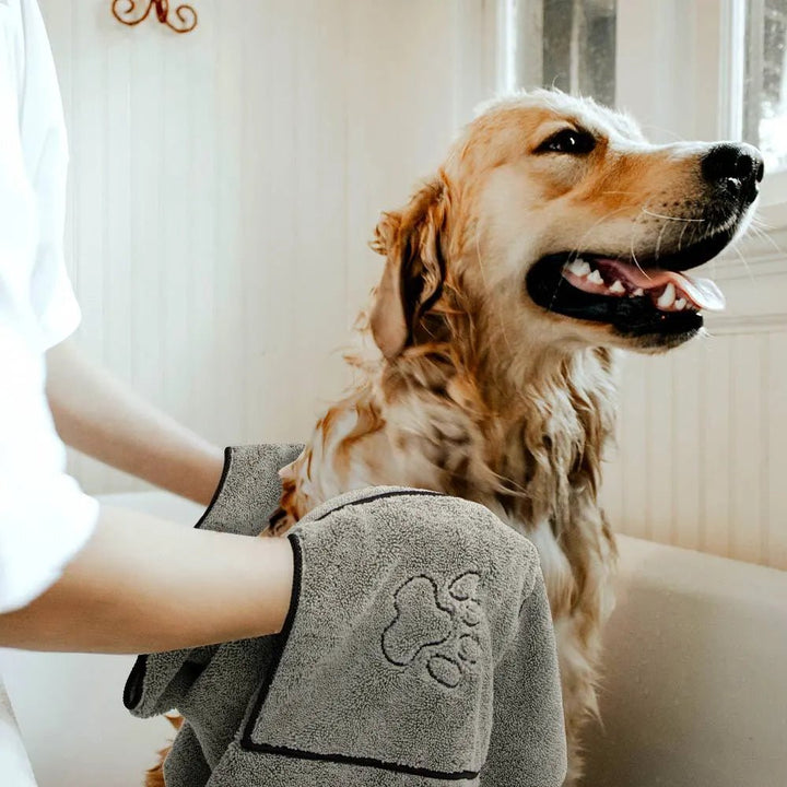 Super Absorbent Dog Bathrobe Towel – Ultra - Fine Microfiber, Fast - Drying Pet Drying Robe - Whimsical Shoppe