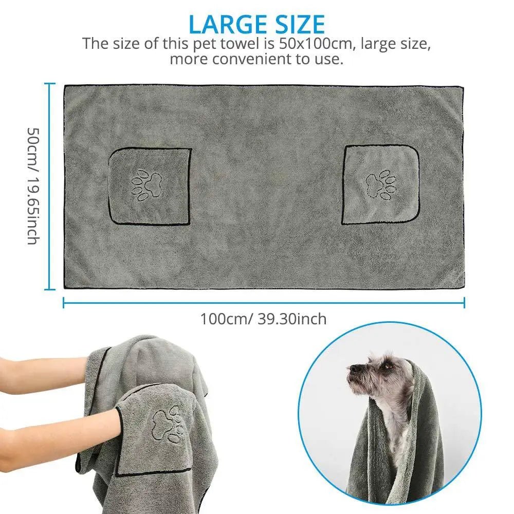 Super Absorbent Dog Bathrobe Towel – Ultra - Fine Microfiber, Fast - Drying Pet Drying Robe - Whimsical Shoppe