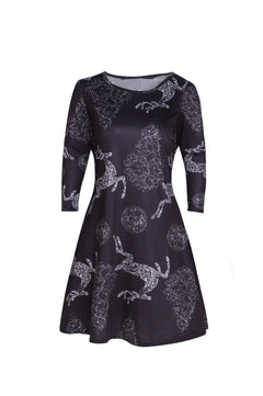 Women's Christmas Floral Print Dress - European Style (S-3XL)