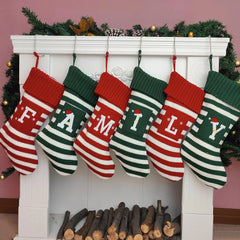 XENTUMI Knit Monogram Christmas Stocking with Embroidered Initial – Personalized Farmhouse Stocking with Pocket (Letter R, Red & White, 18”)