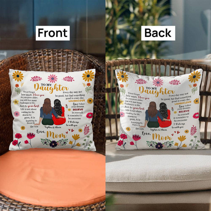 "To My Daughter" Motivational Pillow Cover - Mother - Daughter Gift - Whimsical Shoppe