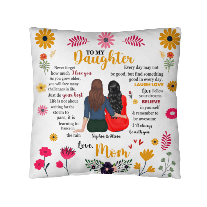 "To My Daughter" Motivational Pillow Cover - Mother - Daughter Gift - Whimsical Shoppe