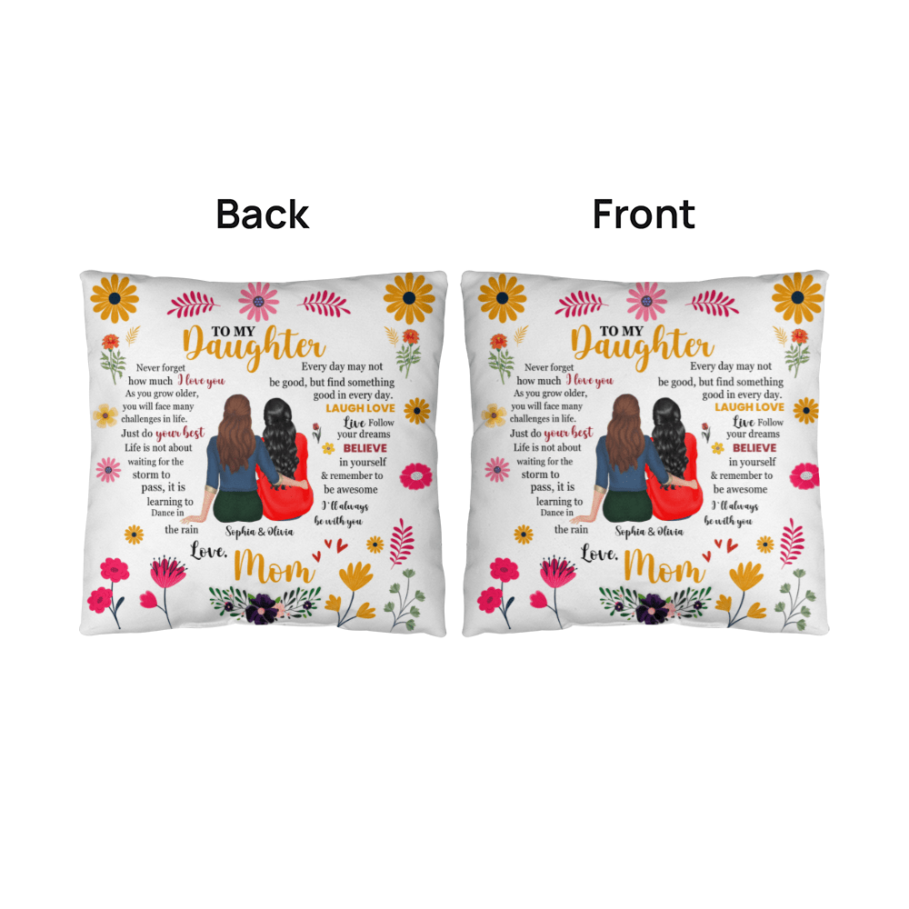 "To My Daughter" Motivational Pillow Cover - Mother - Daughter Gift - Whimsical Shoppe