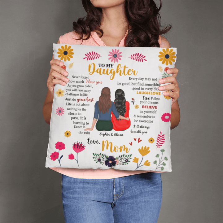 "To My Daughter" Motivational Pillow Cover - Mother - Daughter Gift - Whimsical Shoppe