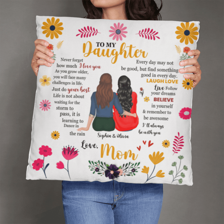 "To My Daughter" Motivational Pillow Cover - Mother - Daughter Gift - Whimsical Shoppe
