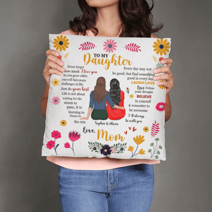 "To My Daughter" Motivational Pillow Cover - Mother - Daughter Gift - Whimsical Shoppe