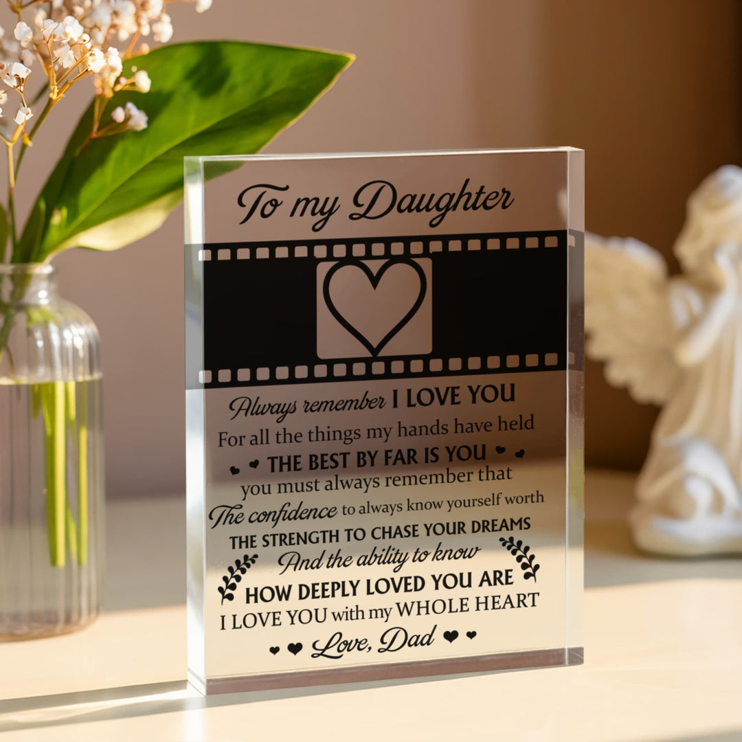 To My Daughter Personalized Photo Acrylic Plaque – I Love You Gift From Dad, Custom Name & Picture Keepsake - Whimsical Shoppe