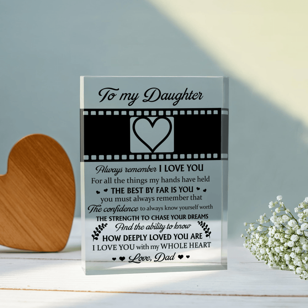 To My Daughter Personalized Photo Acrylic Plaque – I Love You Gift From Dad, Custom Name & Picture Keepsake - Whimsical Shoppe