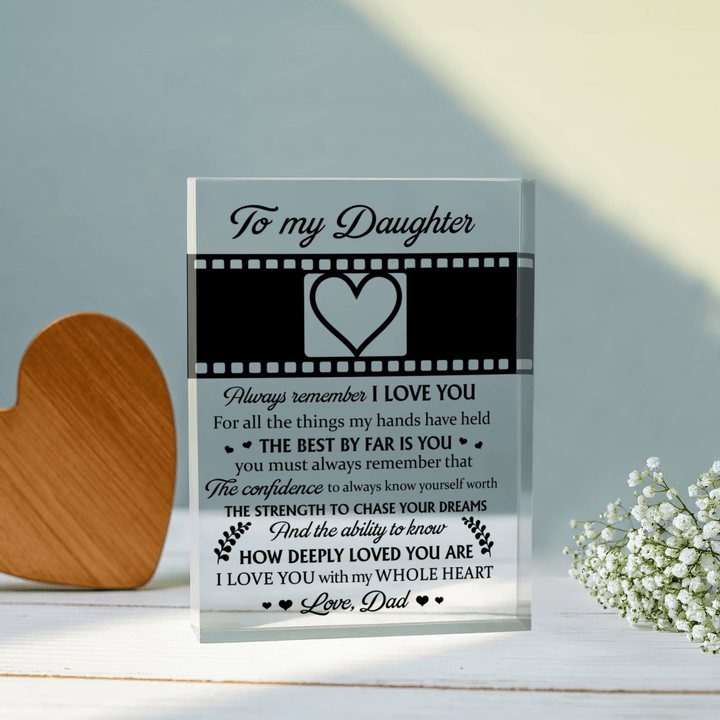 To My Daughter Personalized Photo Acrylic Plaque – I Love You Gift From Dad, Custom Name & Picture Keepsake - Whimsical Shoppe
