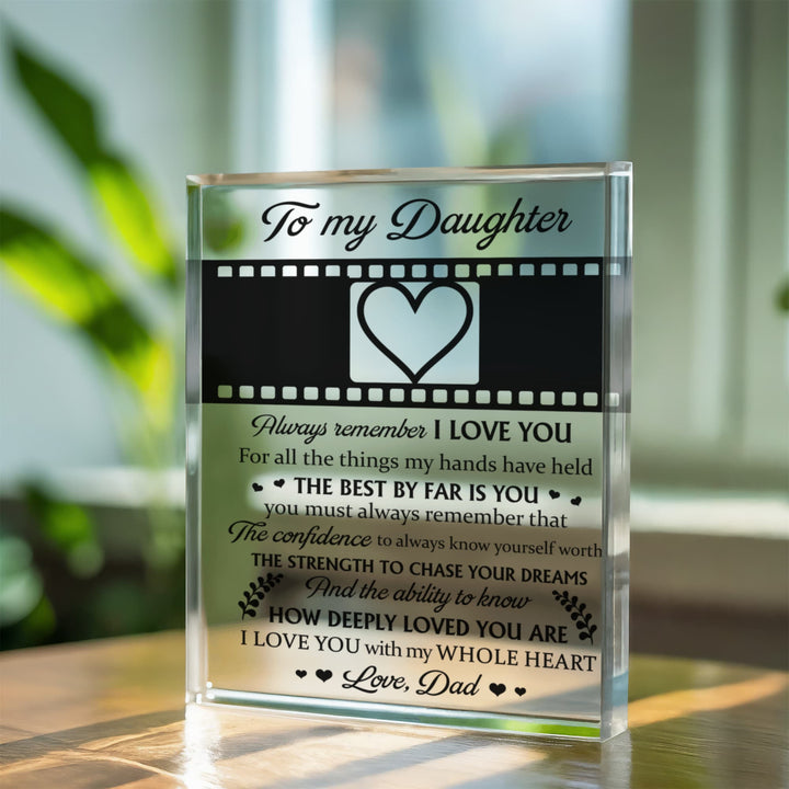 To My Daughter Personalized Photo Acrylic Plaque – I Love You Gift From Dad, Custom Name & Picture Keepsake - Whimsical Shoppe