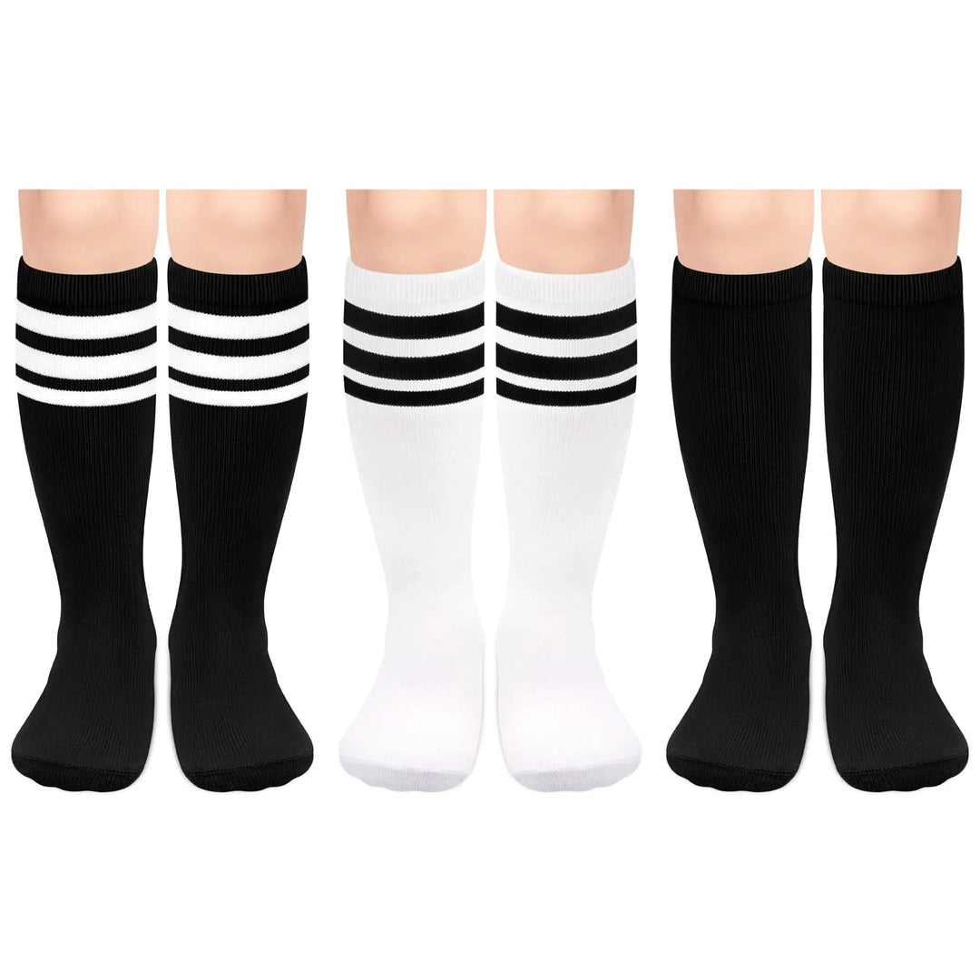 Toddler/Kids Cotton Knee High Tube Socks (Ages 1 - 9) - 3 Pack - Whimsical Shoppe