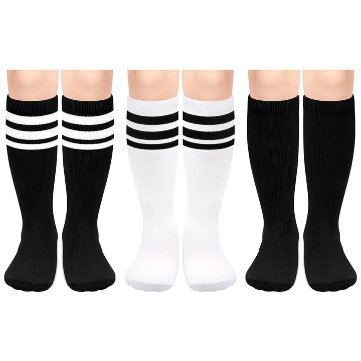 Toddler/Kids Cotton Knee High Tube Socks (Ages 1 - 9) - 3 Pack - Whimsical Shoppe