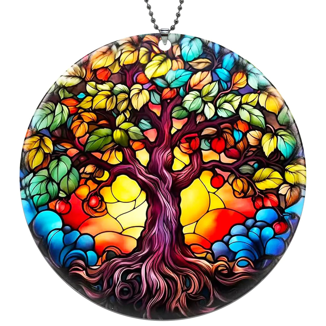 Tree of Life Stained Glass Ornament - Vibrant Mosaic Art - Whimsical Shoppe
