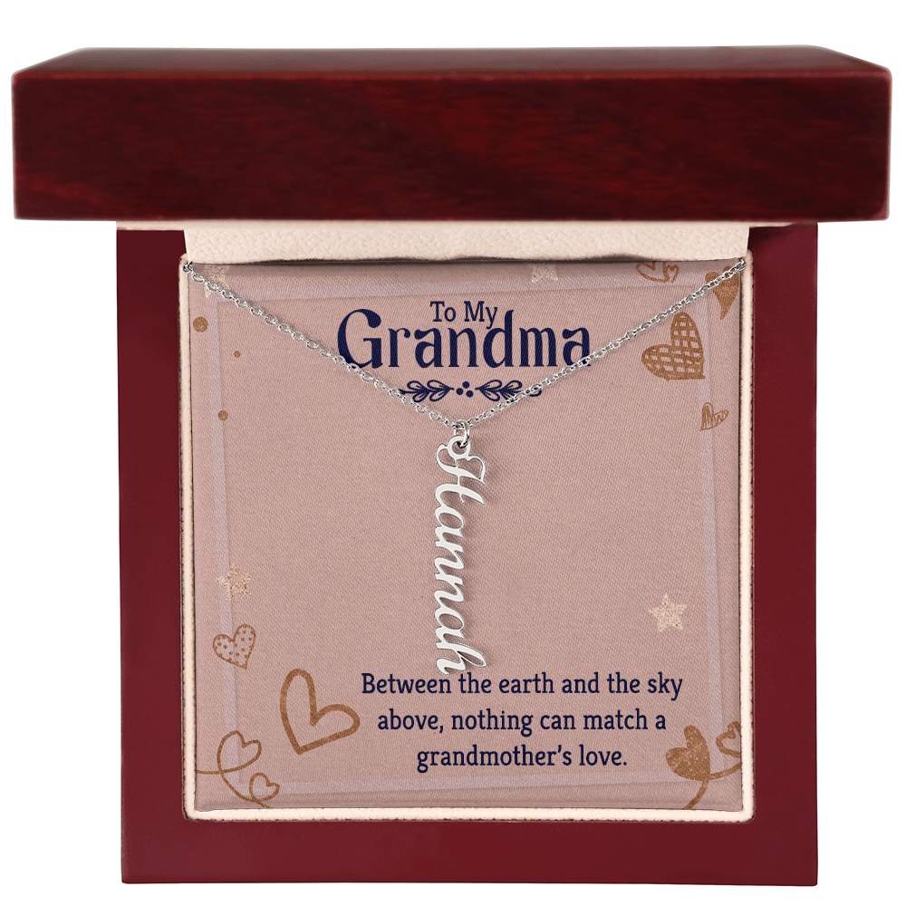 Vertical Name Necklace for Grandma – Personalized Pendant, Custom Engraved Jewelry Gift - Whimsical Shoppe