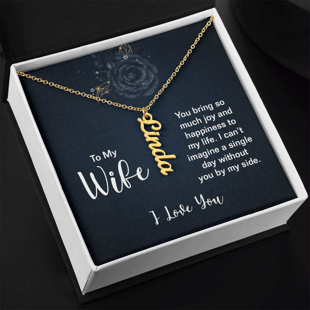 Vertical Name Necklace - For Wife - Whimsical Shoppe