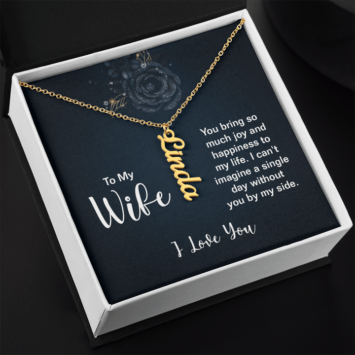 Vertical Name Necklace - For Wife - Whimsical Shoppe