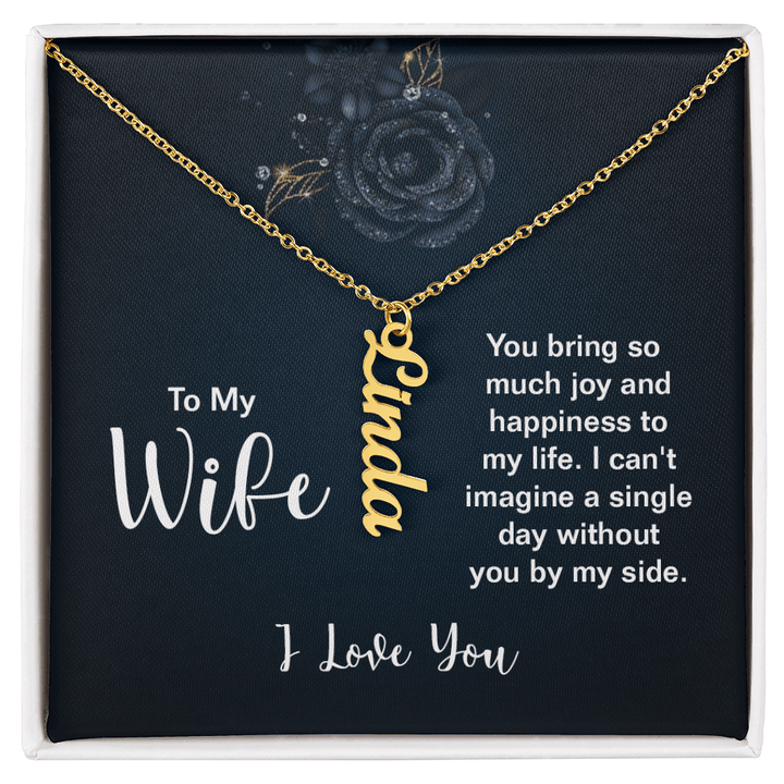 Vertical Name Necklace - For Wife - Whimsical Shoppe