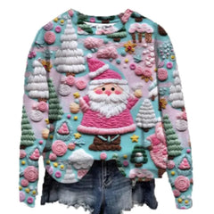 Women's Christmas Tree Print Raglan Sweater - Cozy Pullover