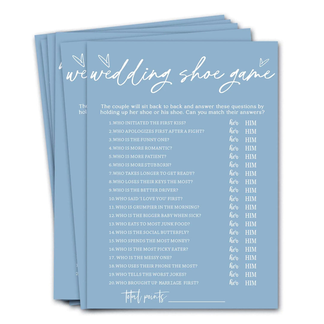 Wedding Shoe Game Cards - Bridal Shower & Engagement Party (25 Guests) - Whimsical Shoppe