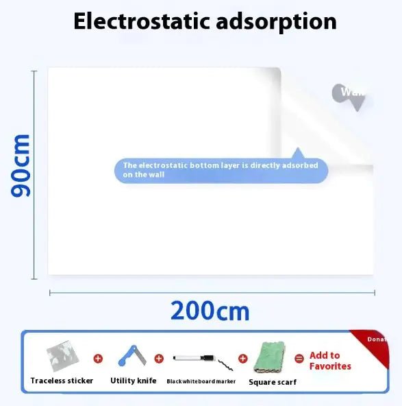 Whiteboard Wall Sticker – Electrostatic Adhesion Dry - Erase Sheet (PVC, No - Residue, Trim - to - Fit) - Whimsical Shoppe