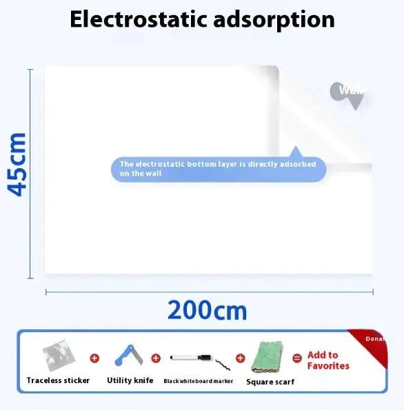 Whiteboard Wall Sticker – Electrostatic Adhesion Dry - Erase Sheet (PVC, No - Residue, Trim - to - Fit) - Whimsical Shoppe