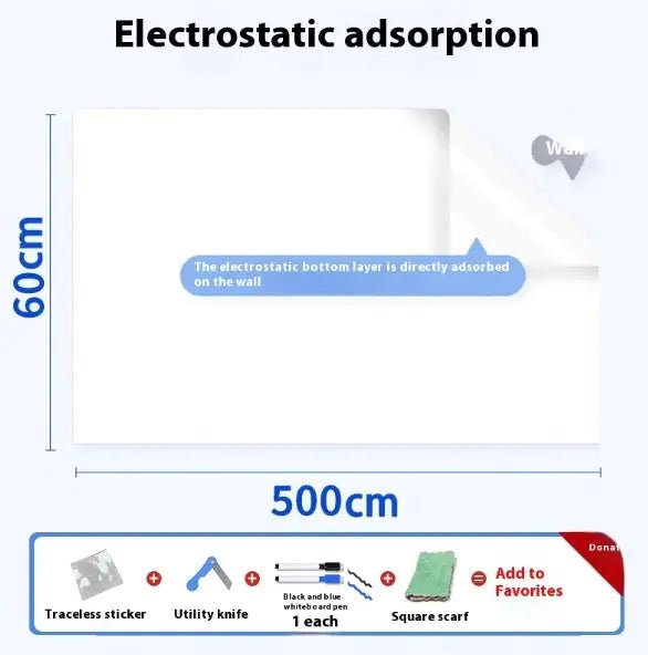 Whiteboard Wall Sticker – Electrostatic Adhesion Dry - Erase Sheet (PVC, No - Residue, Trim - to - Fit) - Whimsical Shoppe