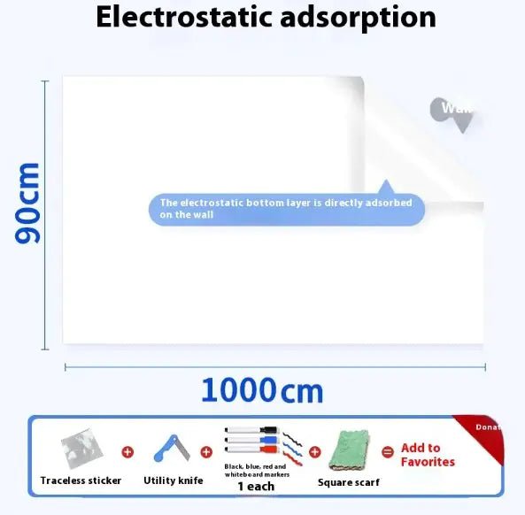 Whiteboard Wall Sticker – Electrostatic Adhesion Dry - Erase Sheet (PVC, No - Residue, Trim - to - Fit) - Whimsical Shoppe