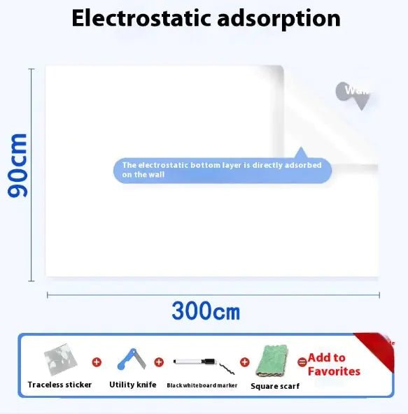 Whiteboard Wall Sticker – Electrostatic Adhesion Dry - Erase Sheet (PVC, No - Residue, Trim - to - Fit) - Whimsical Shoppe