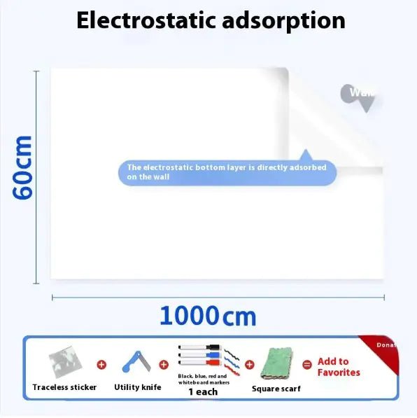 Whiteboard Wall Sticker – Electrostatic Adhesion Dry - Erase Sheet (PVC, No - Residue, Trim - to - Fit) - Whimsical Shoppe
