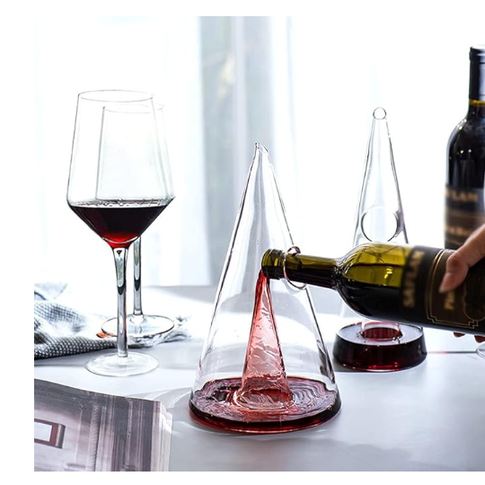 Modern Conical Glass Wine Decanter - Elegant Aerator
