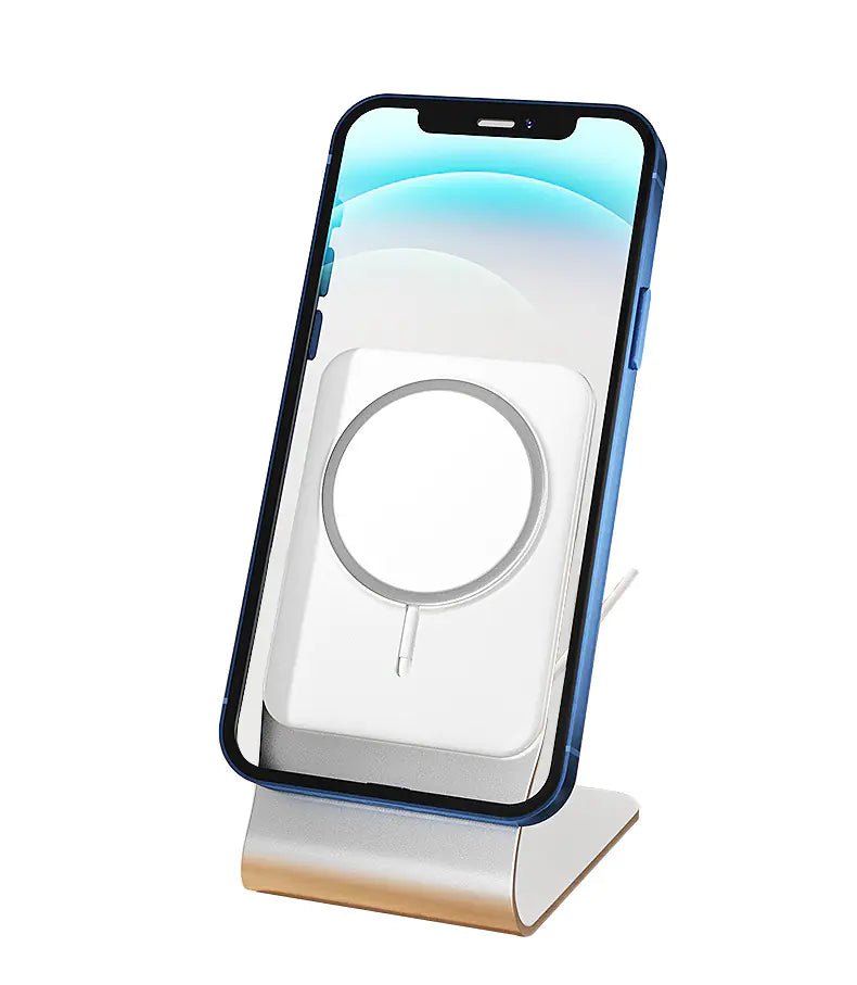 Wireless Charging Desktop Stand for Mobile Phones – Aluminum Alloy & Silicone Dock for Apple Devices (White) - Whimsical Shoppe
