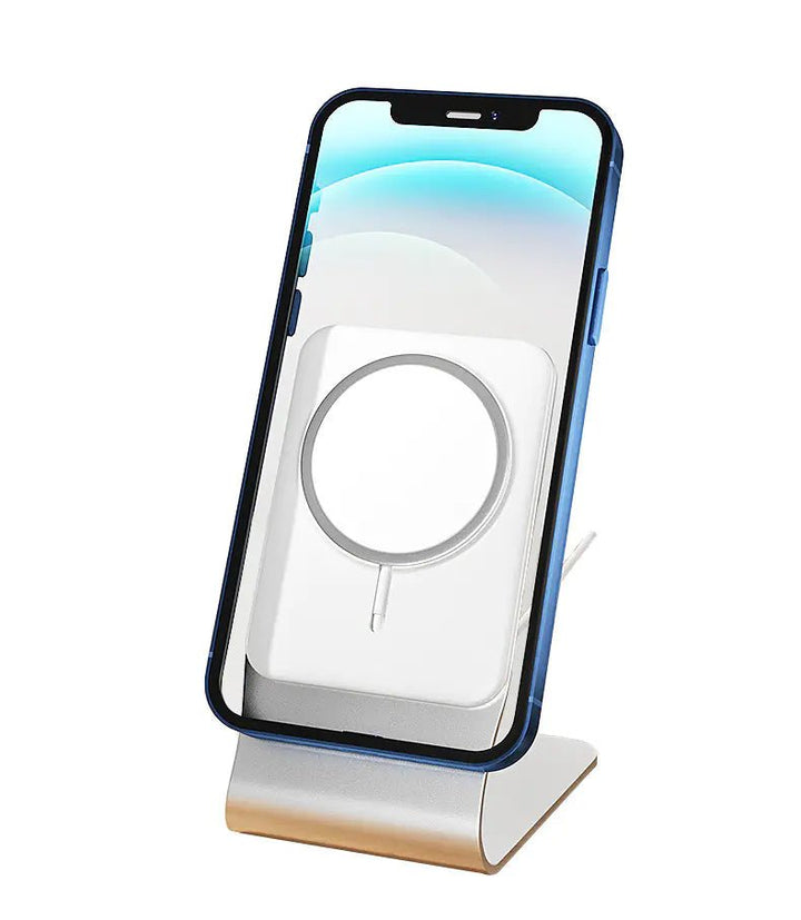 Wireless Charging Desktop Stand for Mobile Phones – Aluminum Alloy & Silicone Dock for Apple Devices (White) - Whimsical Shoppe