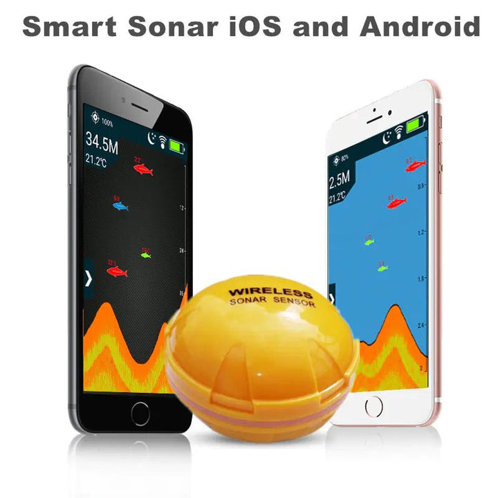 Wireless Underwater Fish Finder – Bluetooth Sonar 125kHz, 120ft Depth, 30m Range, 10h Battery (Yellow) - Whimsical Shoppe