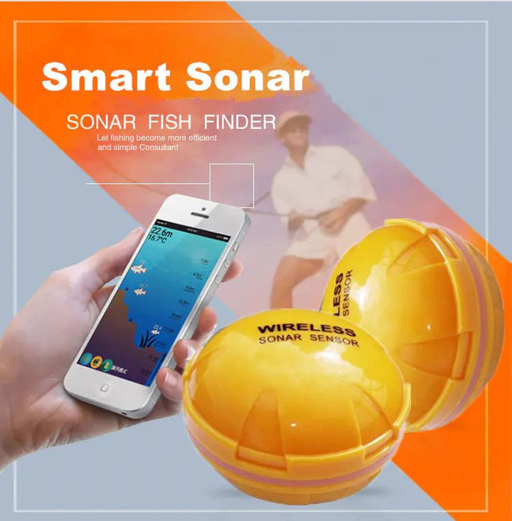 Wireless Underwater Fish Finder – Bluetooth Sonar 125kHz, 120ft Depth, 30m Range, 10h Battery (Yellow) - Whimsical Shoppe