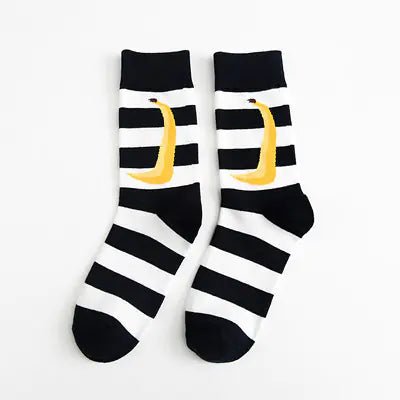 Women's Black & White Striped Cotton Tube Socks - Whimsical Shoppe