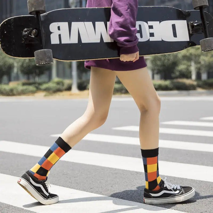 Women's Black & White Striped Cotton Tube Socks - Whimsical Shoppe