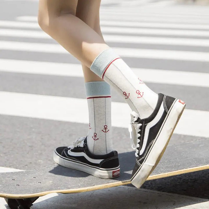 Women's Black & White Striped Cotton Tube Socks - Whimsical Shoppe