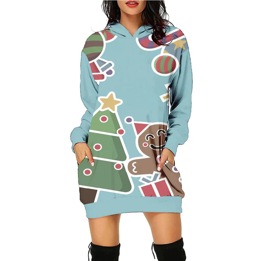 Women's Casual Christmas Sweater Dress - 3D Print Pullover (S - 2XL) - Whimsical Shoppe