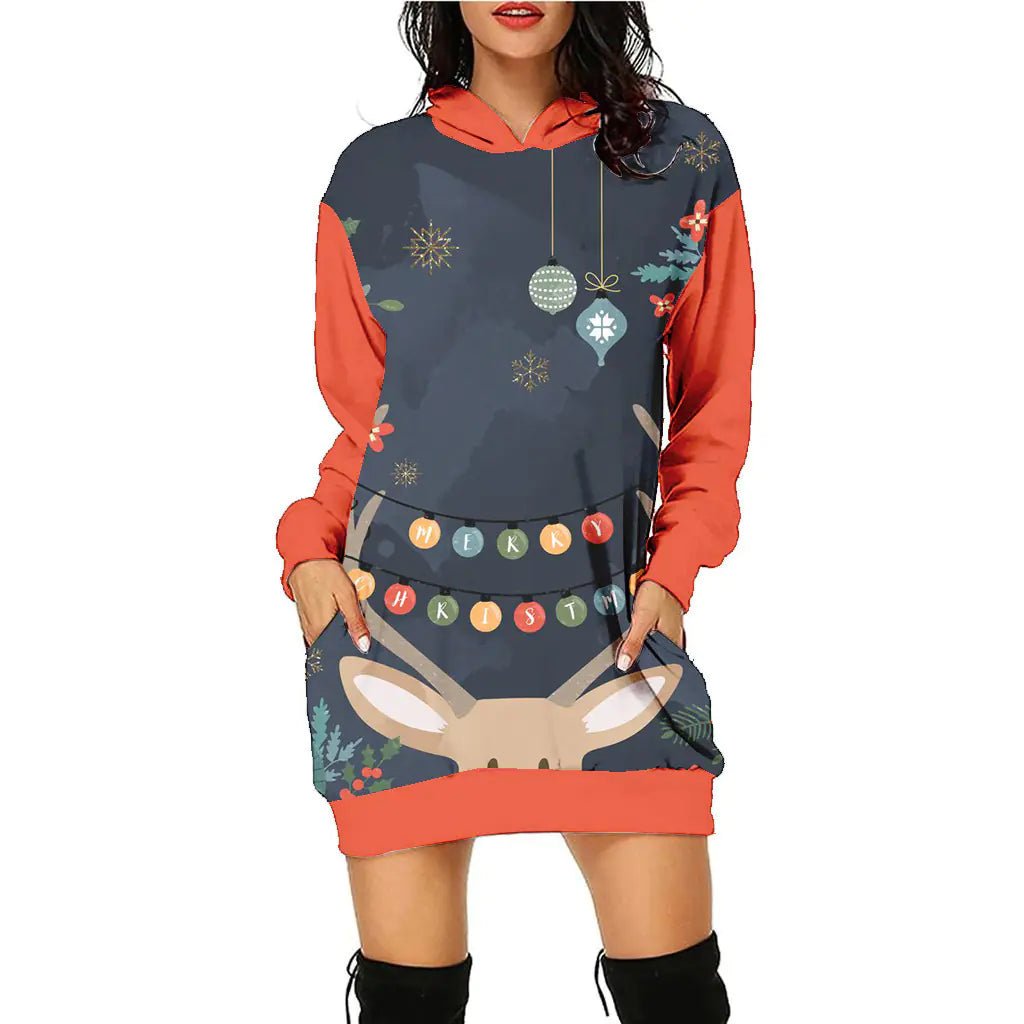 Women's Casual Christmas Sweater Dress - 3D Print Pullover (S - 2XL) - Whimsical Shoppe