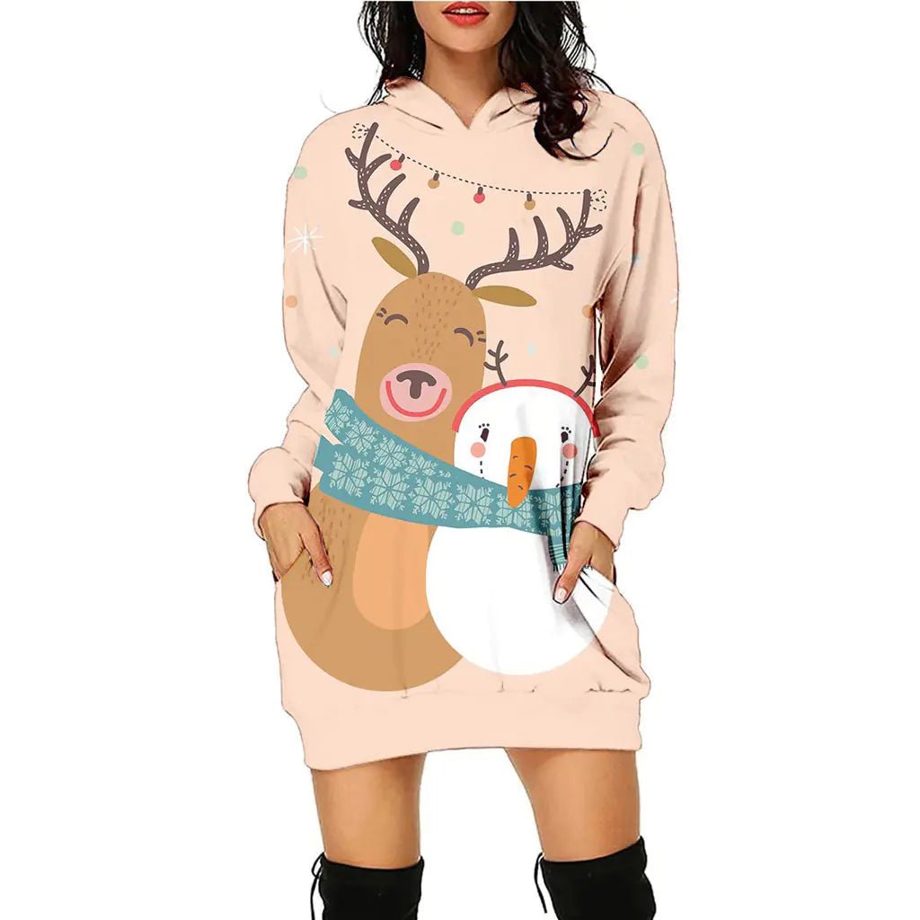 Women's Casual Christmas Sweater Dress - 3D Print Pullover (S - 2XL) - Whimsical Shoppe