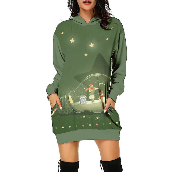 Women's Casual Christmas Sweater Dress - 3D Print Pullover (S - 2XL) - Whimsical Shoppe