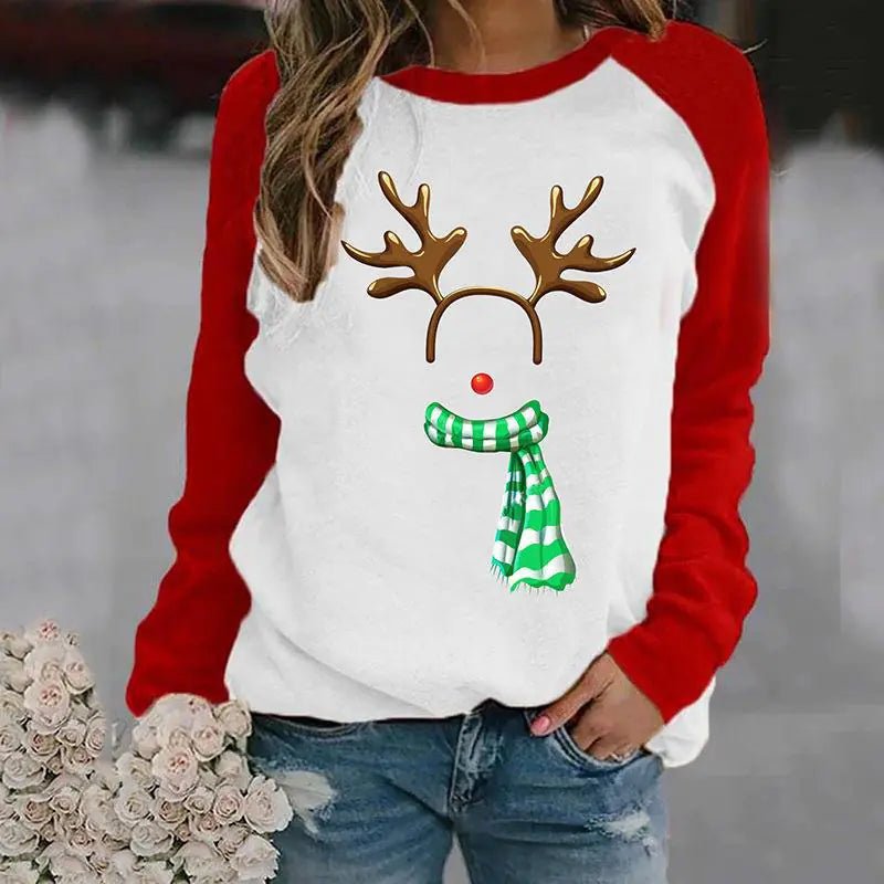 Women's Christmas Casual Printed Sweater - Lycra Cotton Blend - Whimsical Shoppe