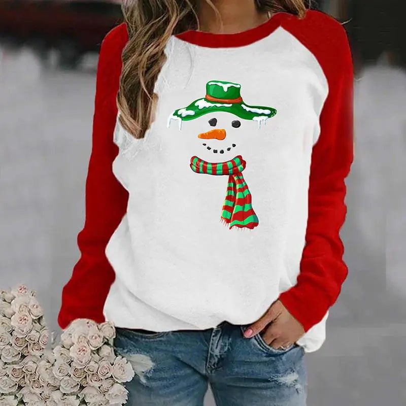 Women's Christmas Casual Printed Sweater - Lycra Cotton Blend - Whimsical Shoppe