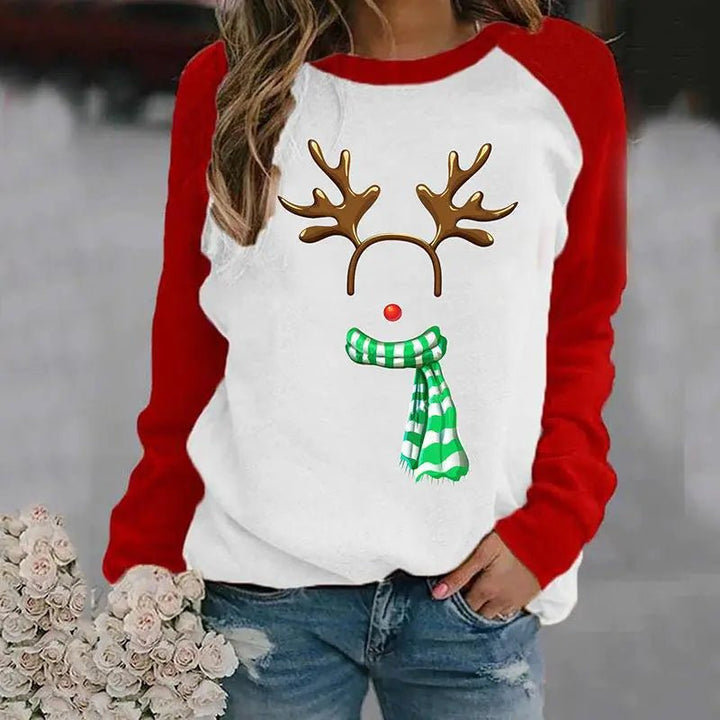 Women's Christmas Casual Printed Sweater - Lycra Cotton Blend - Whimsical Shoppe