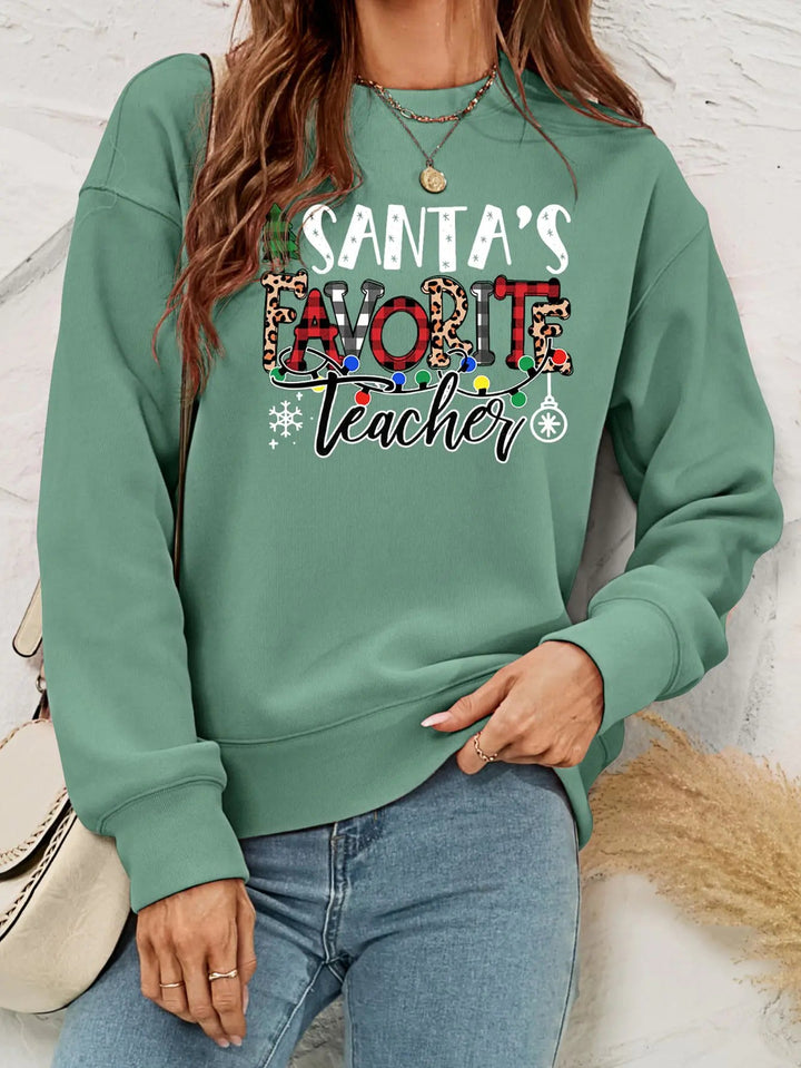 Women's Fleece Printed Pullover Christmas Sweater - Whimsical Shoppe