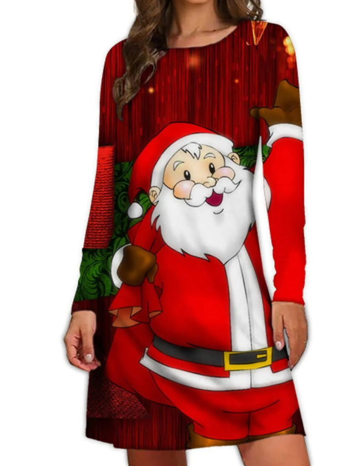 Women's Long Sleeve Christmas Dress - 3D Print, Mid - Waist (XS - 8XL) - Whimsical Shoppe